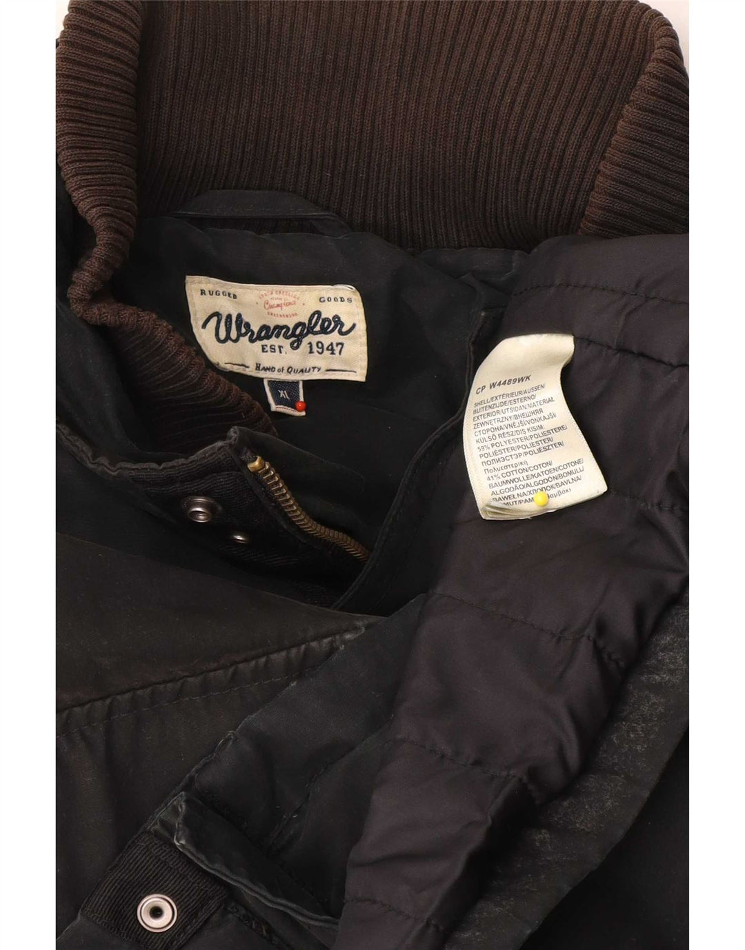 Jaqueta utilitária masculina Wrangler UK 42 XL poliéster preto