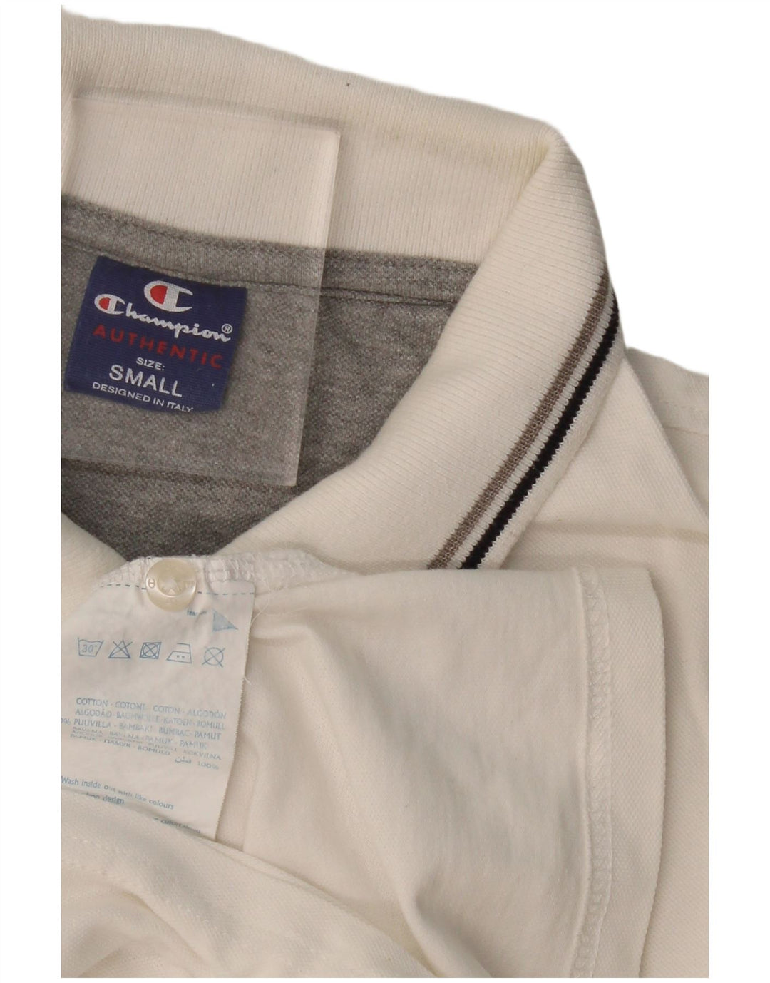 Camisa polo masculina CHAMPION pequena de algodão branco