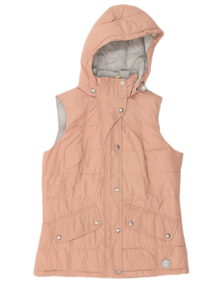 Colete acolchoado com capuz feminino Barbour UK 12 poliéster rosa médio