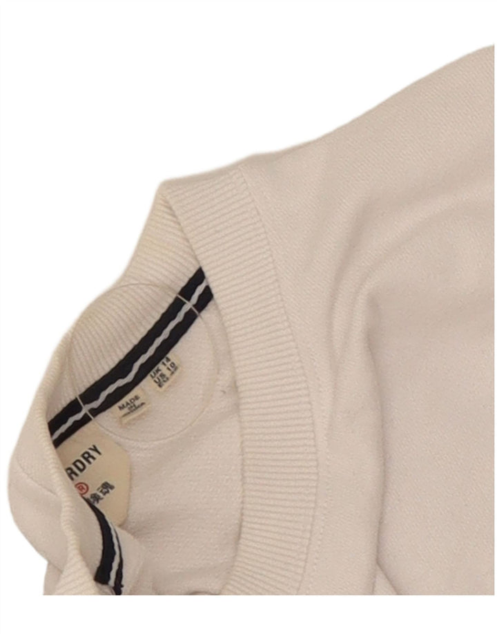 Suéter feminino Superdry UK 14 grande algodão branco