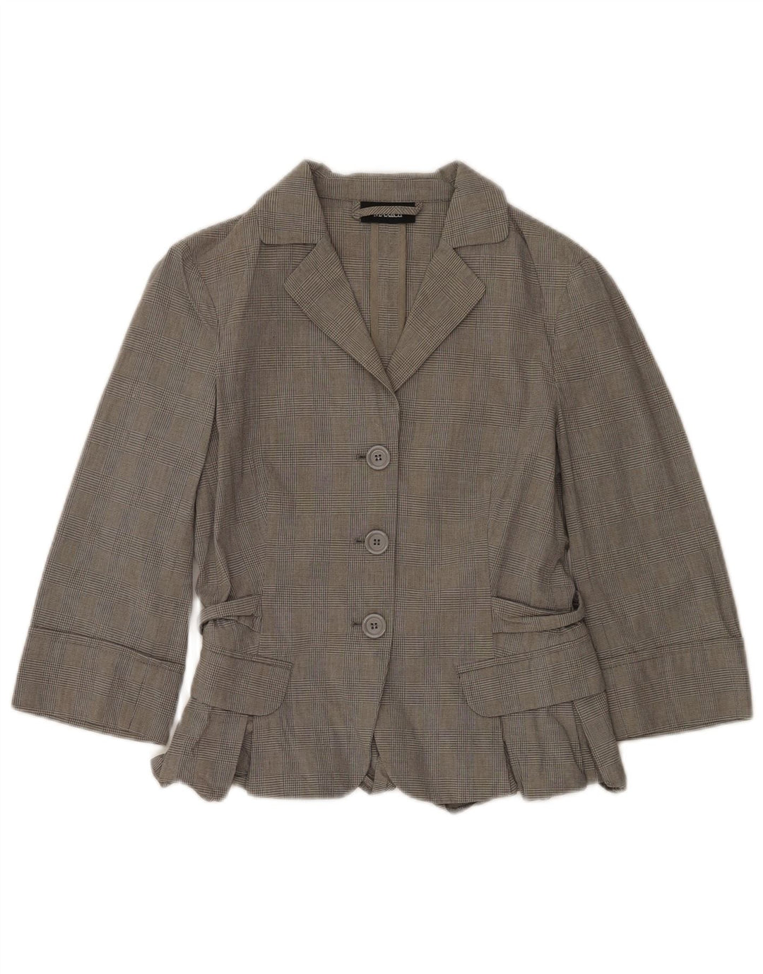 Terno feminino de 2 peças com manga 3/4 da Max & Co. Reino Unido 12 médio W30 L31 xadrez cinza