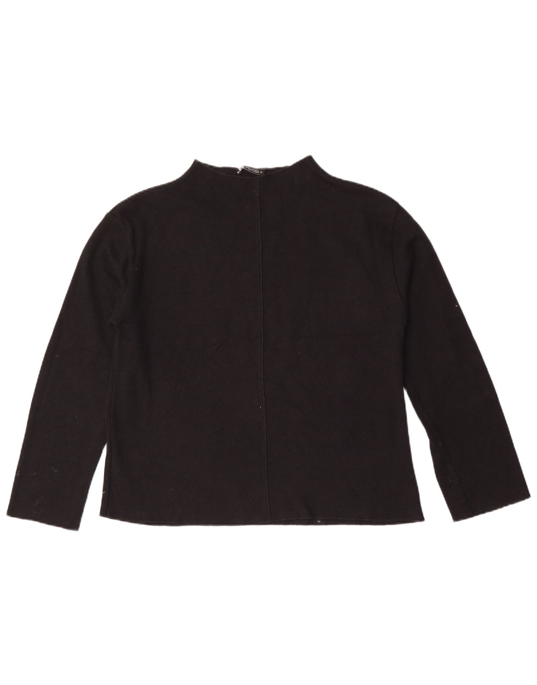Top feminino Zara manga comprida UK 14 algodão preto médio