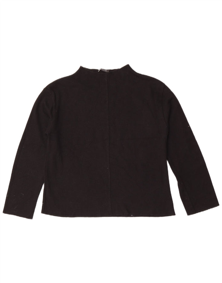 Top feminino Zara manga comprida UK 14 algodão preto médio