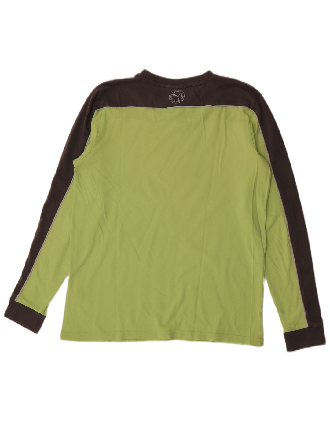 Puma masculino top manga longa médio verde algodão colorblock