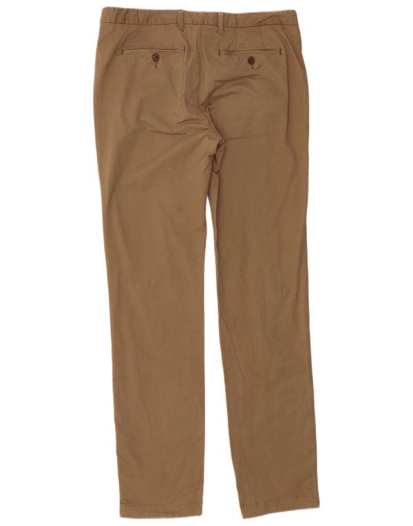 Calça chino reta masculina Ted Baker W36 L36 algodão bege
