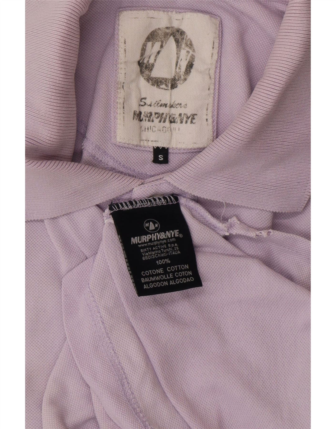 Camisa polo feminina MURPHY & NYE Reino Unido 10 algodão roxo pequeno