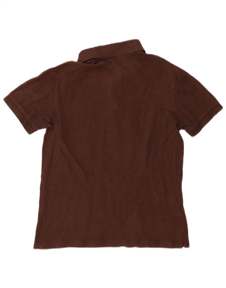 Camisa polo masculina Fred Perry pequena de algodão marrom