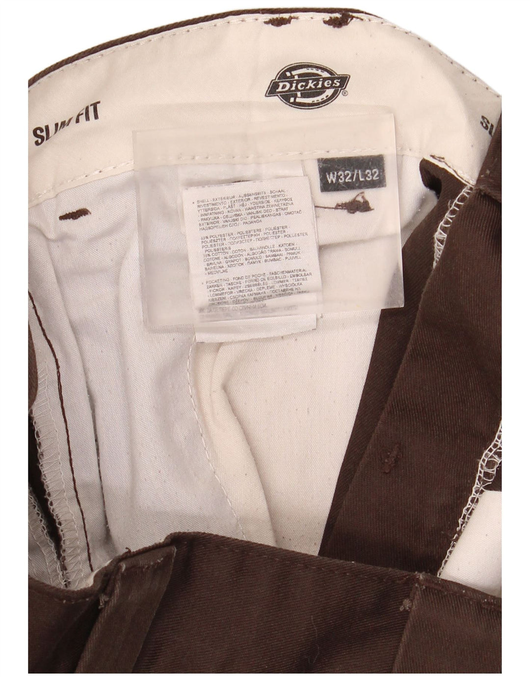 Calças Dickies Mens Slim Fit Chino W32 L32 Marrom Poliéster