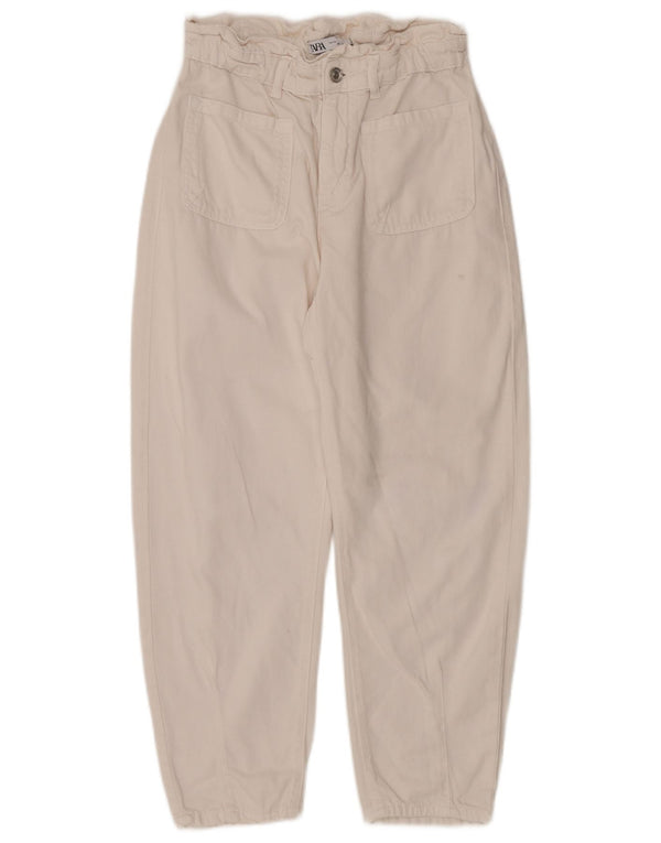 Calça jeans feminina ZARA EU 36 XS W26 L24 algodão branco