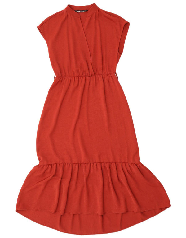 Vestido maxi feminino sem mangas Zara UK 6 XS vermelho
