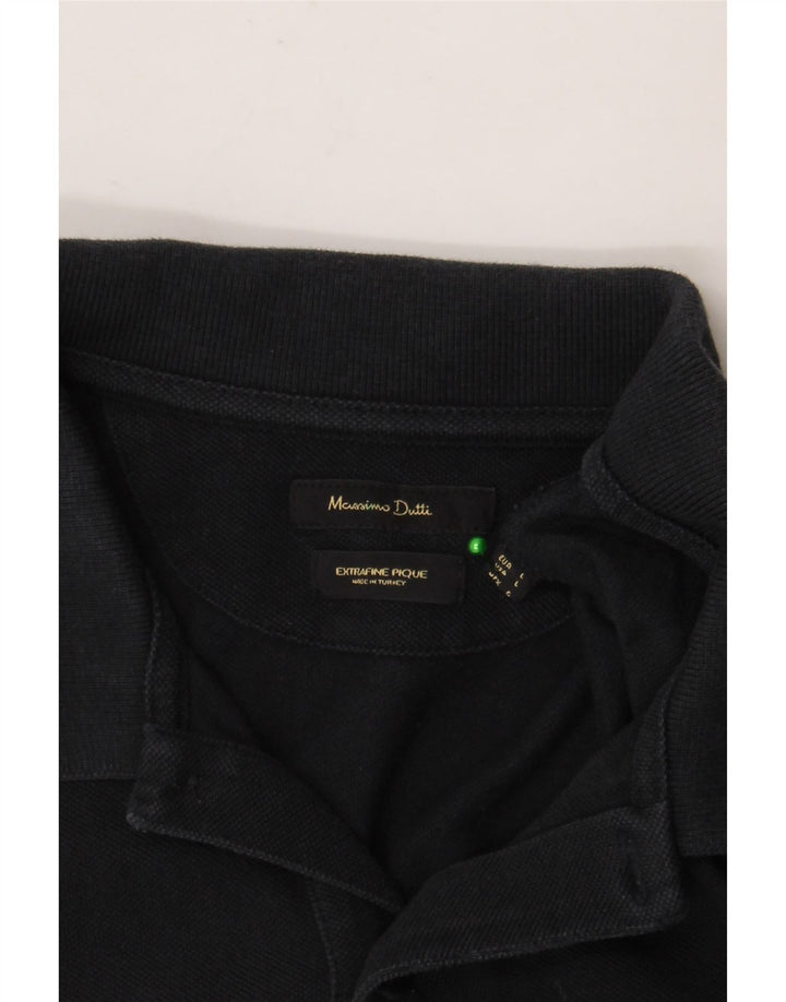 Camisa polo masculina Massimo Dutti grande algodão preto