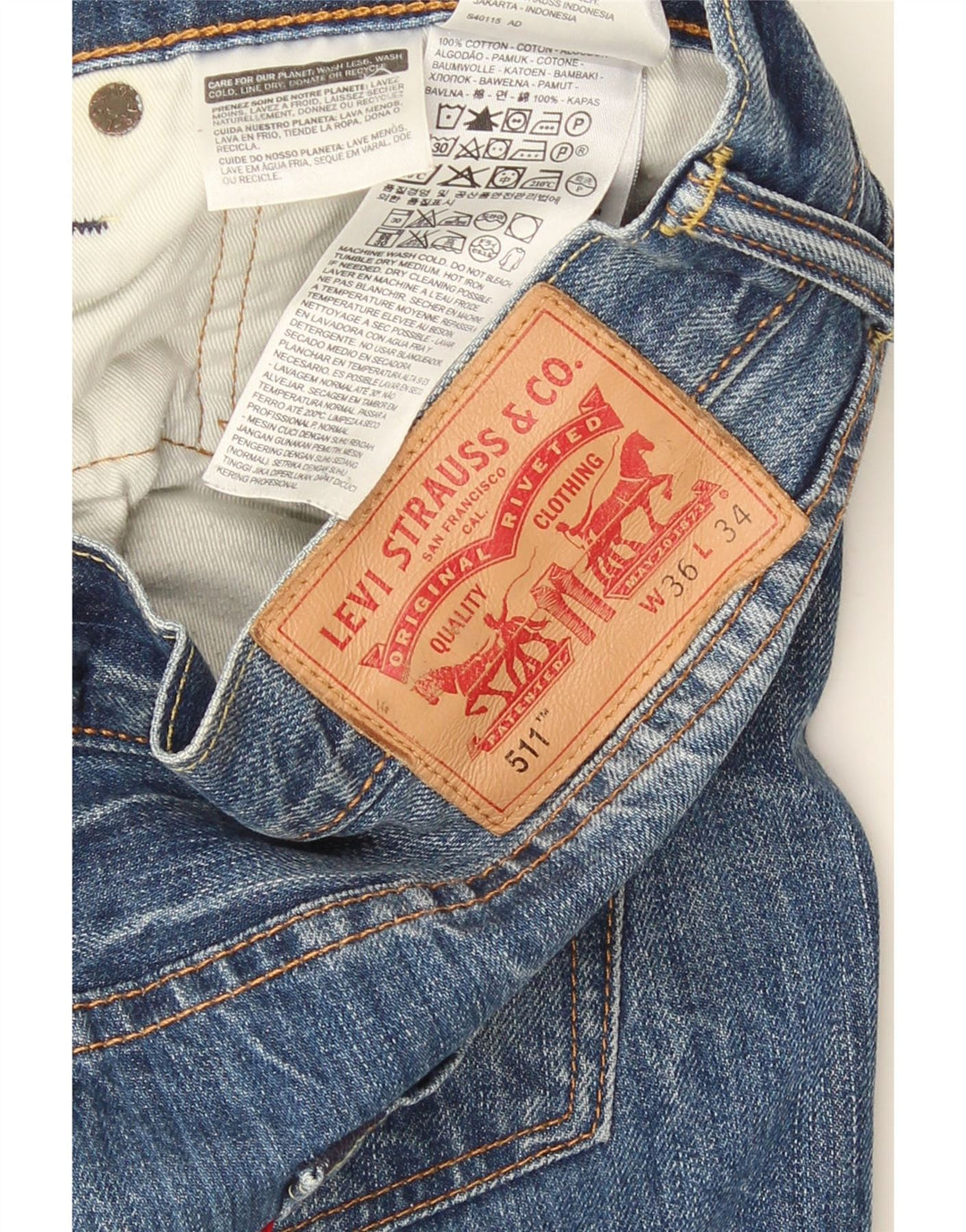 Calça Jeans Levis 511 Slim Masculina W36 L34 Azul Algodão