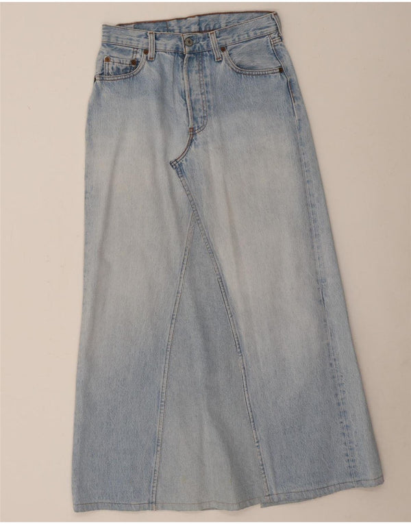 Saia jeans feminina Levi's 501 Midi W29 pequena azul algodão