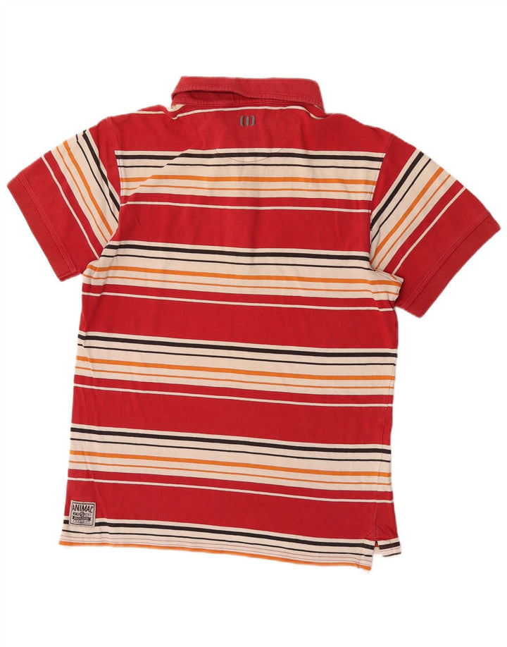 Camisa polo masculina animal algodão listrado vermelho médio