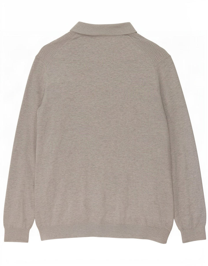 Suéter masculino Massimo Dutti com gola polo e algodão cinza XL