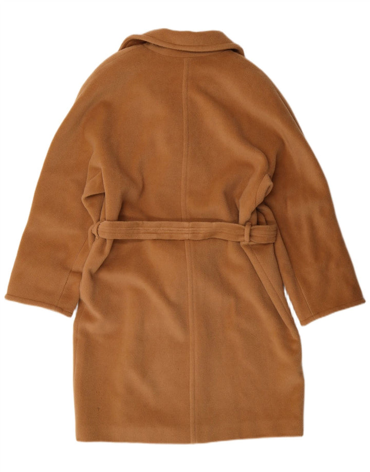 MARELLA Casaco feminino duplo breasted UK 12 médio bege lã virgem clássico