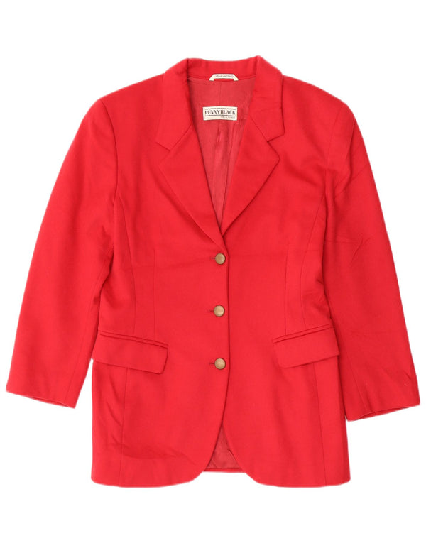 Jaqueta blazer feminina Penny Black com 3 botões Reino Unido 12 lã vermelha média