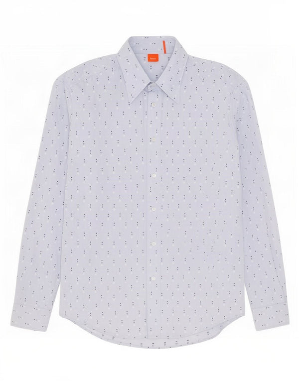 Camisa masculina Hugo Boss grande algodão listrado azul