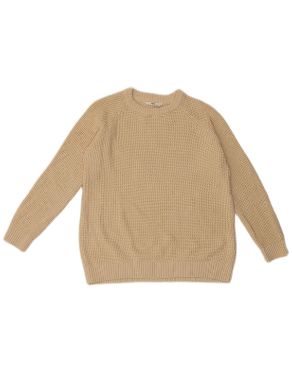 Suéter masculino Marks & Spencer com gola redonda, 10-11 anos, algodão branco
