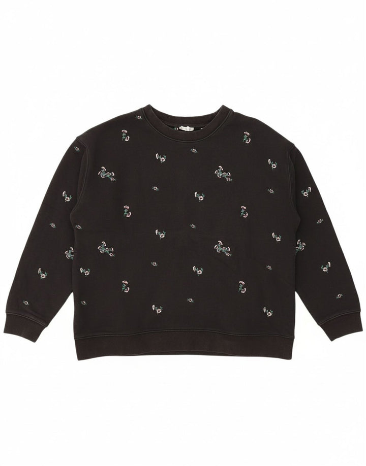 Moletom oversized feminino LEVI'S UK 18 XL preto floral algodão