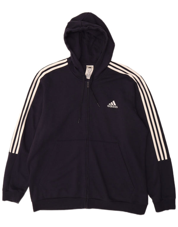 Adidas masculino zip moletom com capuz 2XL algodão azul marinho