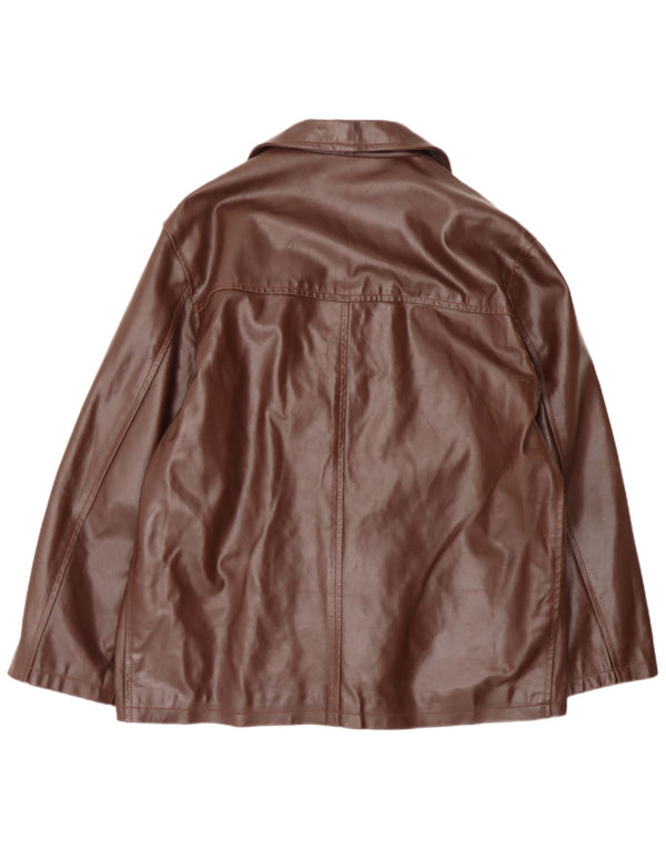 Jaqueta blazer masculina de couro com 3 botões Conbipel Reino Unido 40 couro marrom grande