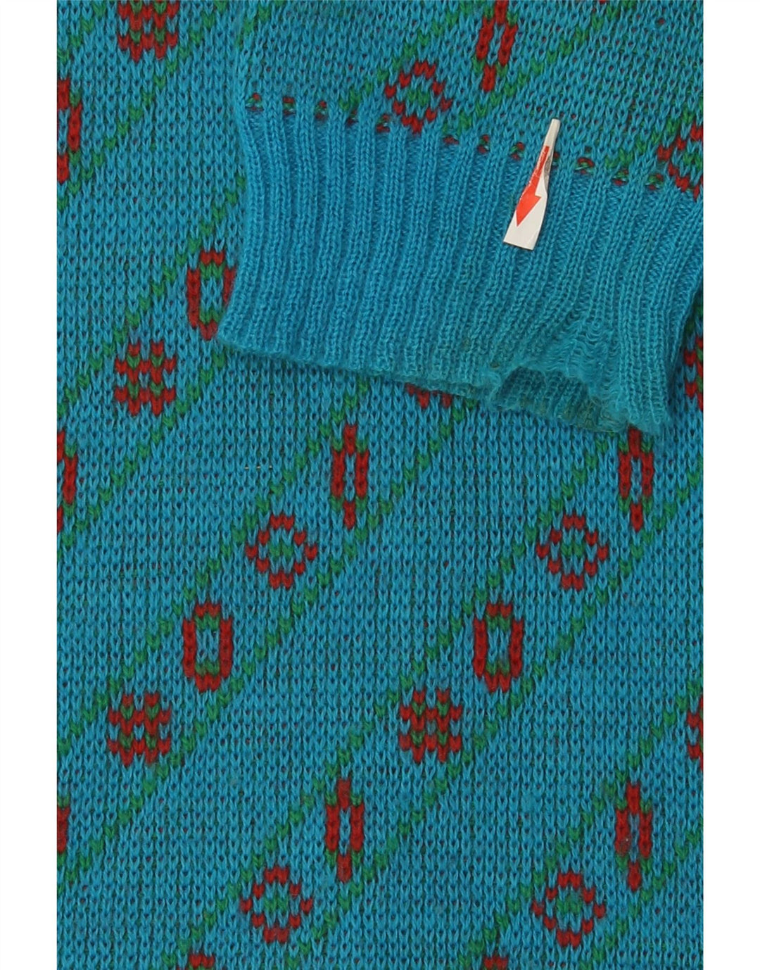 Suéter masculino vintage com decote em V grande lã geométrica azul