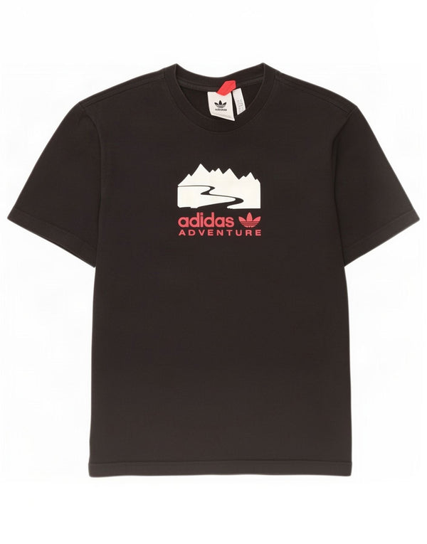 Adidas Mens Graphic T-Shirt Top Pequeno Algodão Preto