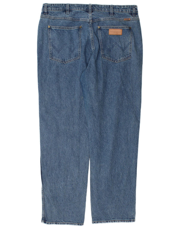 Calça jeans feminina Wrangler Cindy Fit relaxada ajuste reto US 14 XL W38 L30 azul