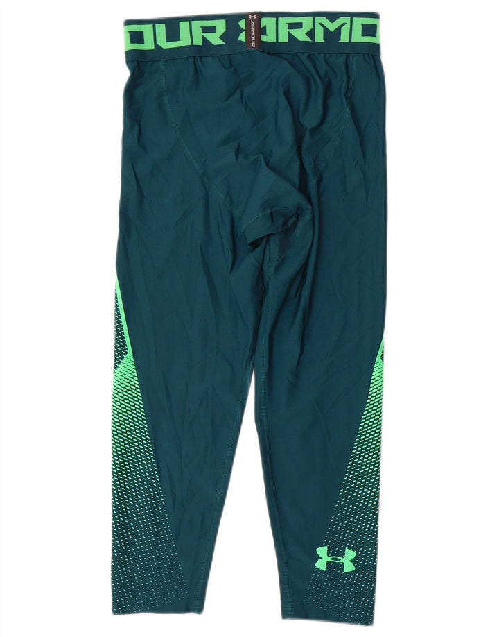 Under Armour Mens Compression Graphic Capri Leggings Médio Verde Geométrico