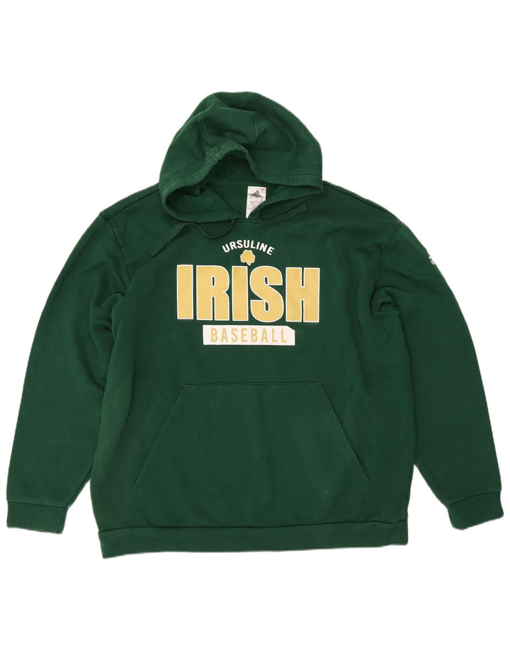 ADIDAS Mens Baseball Graphic Hoodie Jumper XL Verde Algodão