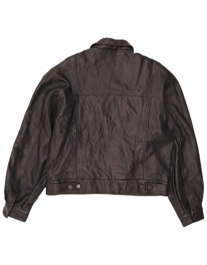 Jaqueta de couro bomber masculina vintage UK 36 pequena preta