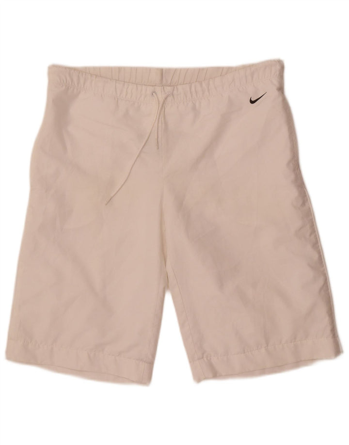 Shorts esportivos femininos Nike UK 14/16 grande poliéster branco