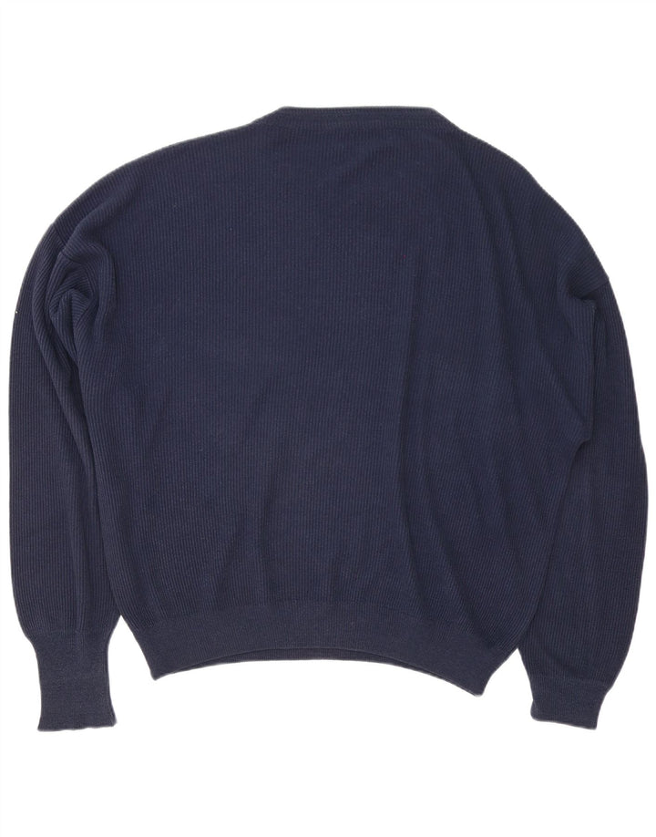 Suéter masculino vintage com gola canoa XL azul marinho