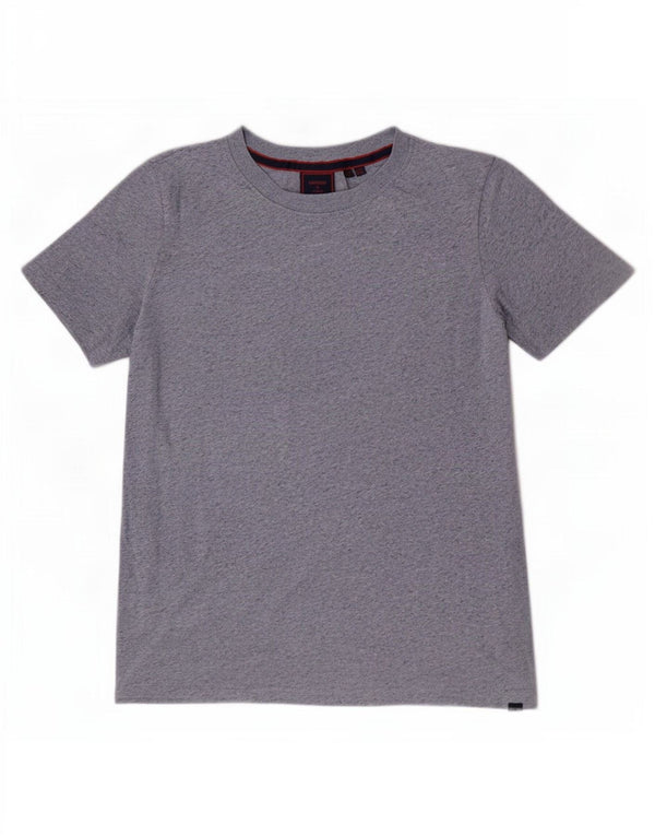 Superdry camiseta feminina oversized top UK 10 pequeno algodão manchado azul