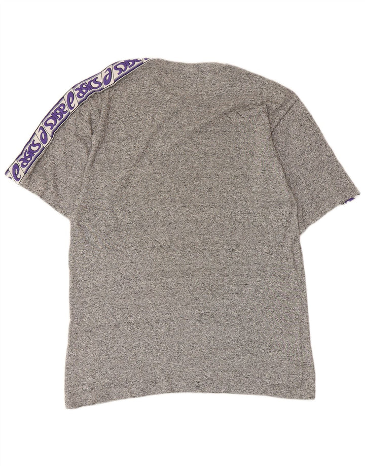 Camiseta gráfica masculina Asics Top pequeno algodão manchado cinza