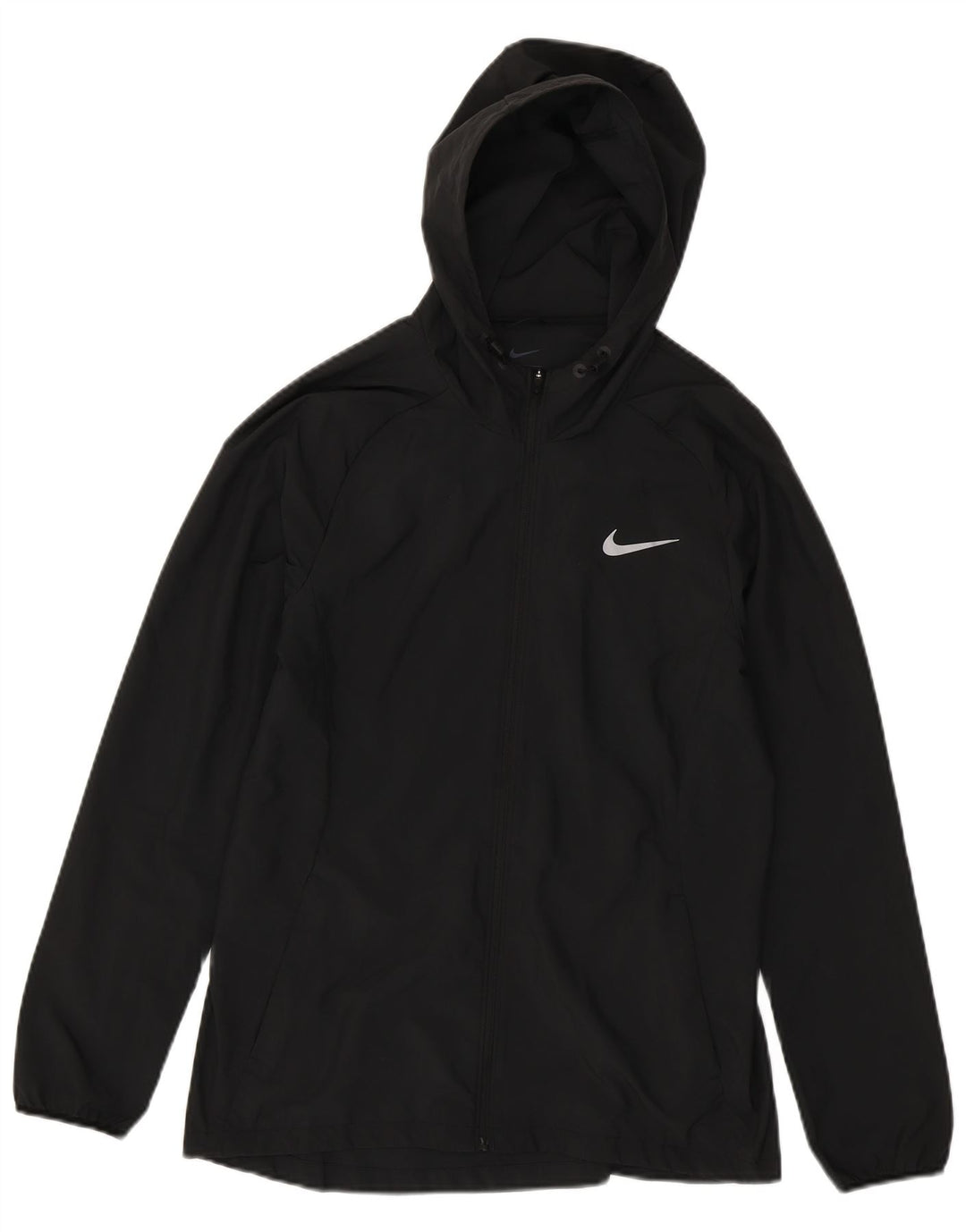 Jaqueta de chuva feminina Nike com capuz UK 12 poliéster preto médio