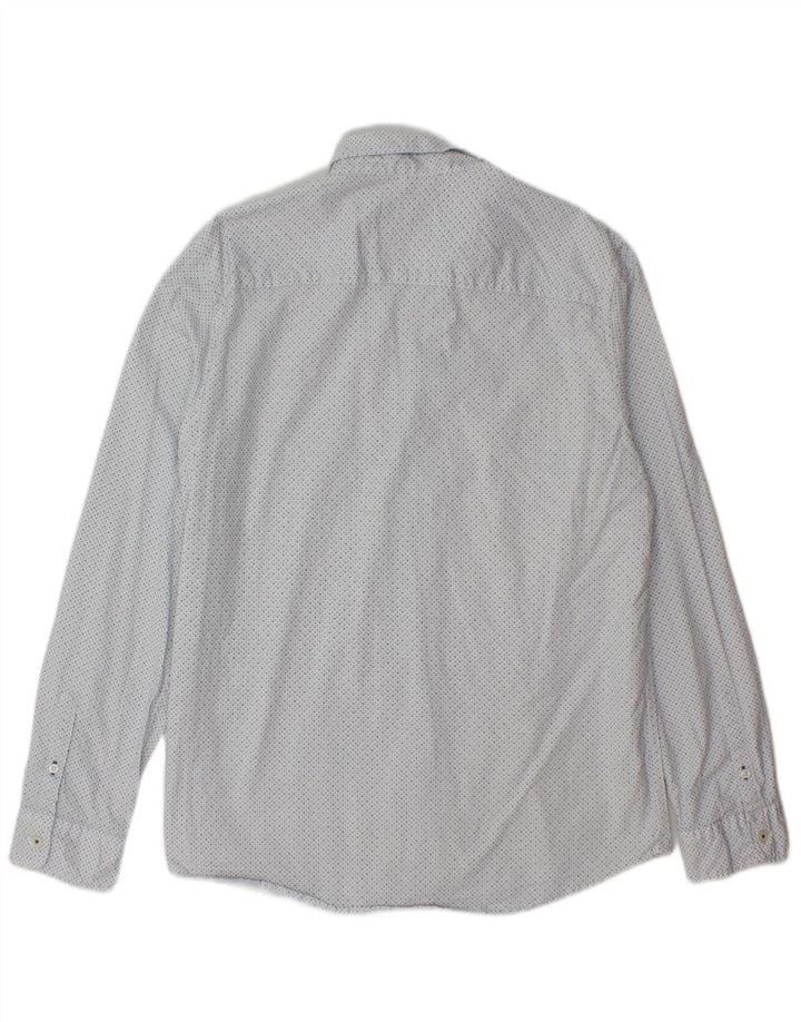 Camisa regular masculina TOM TAILOR algodão manchado branco médio