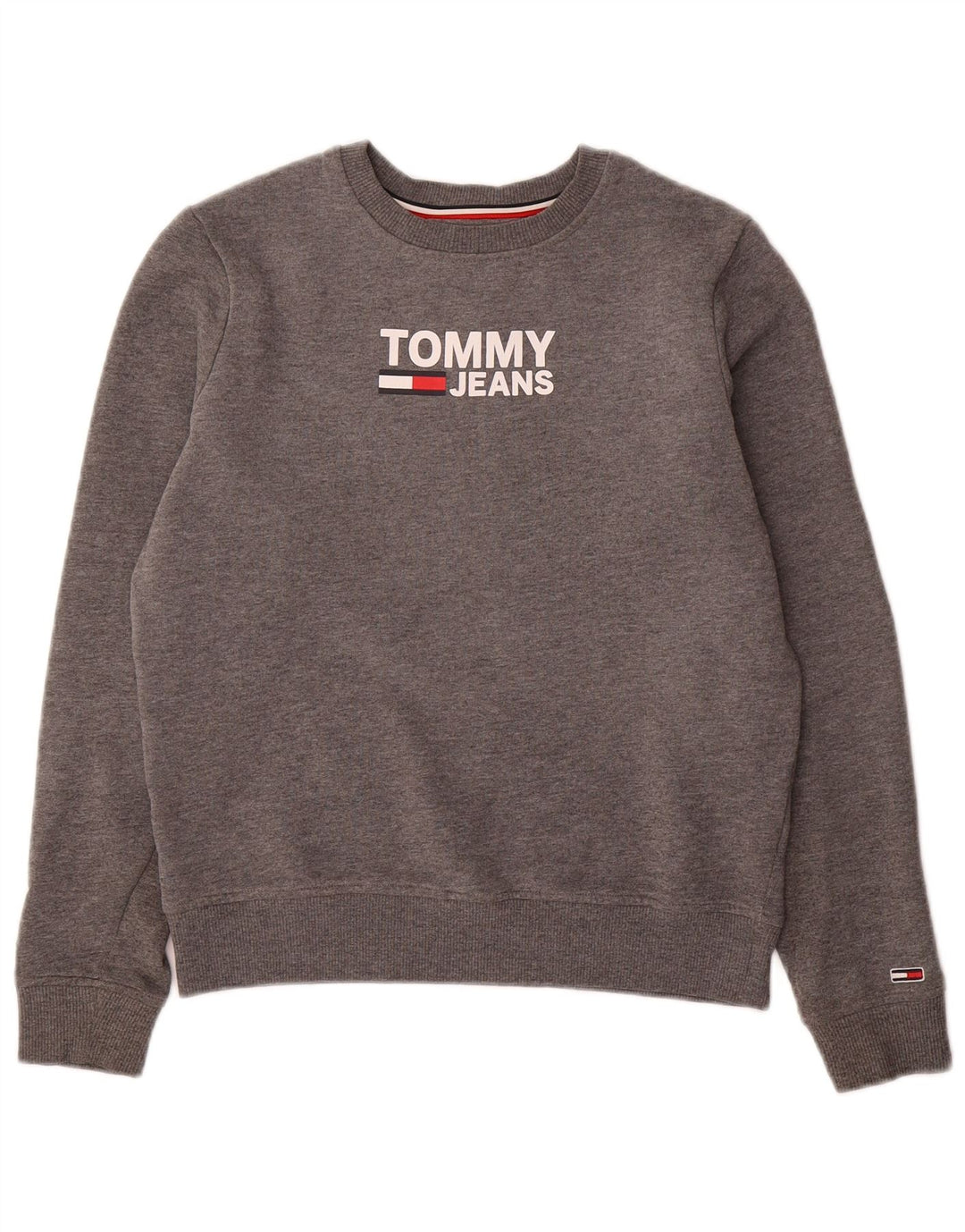 TOMMY HILFIGER Suéter gráfico oversized feminino UK 6 XS cinza