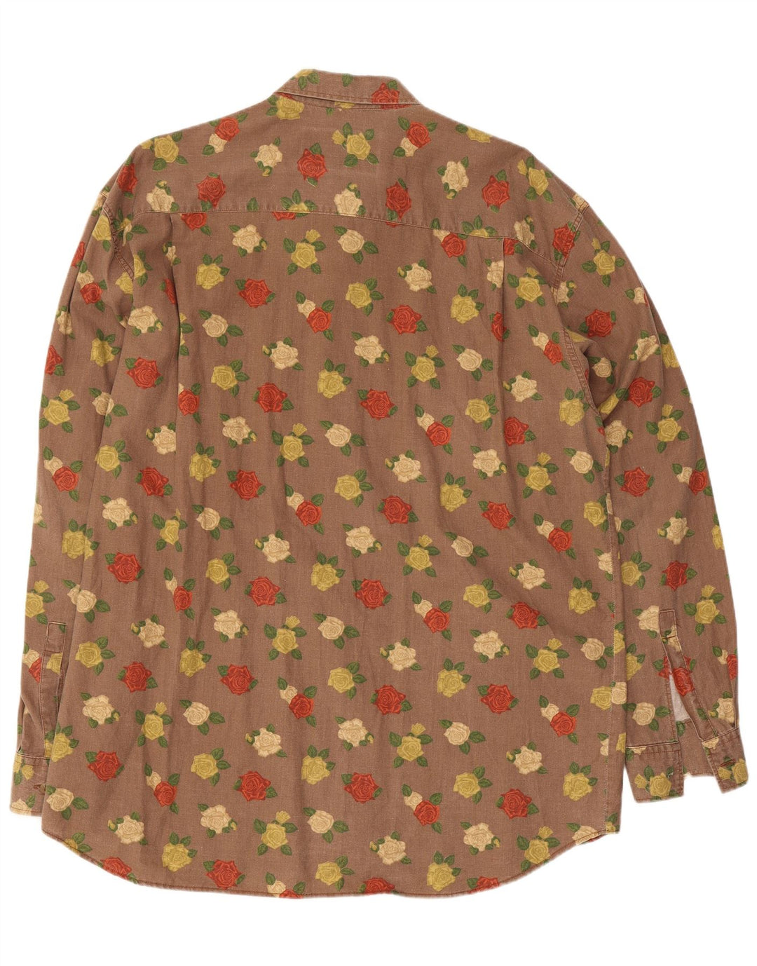 Camisa Masculina Vintage Grande Marrom Floral
