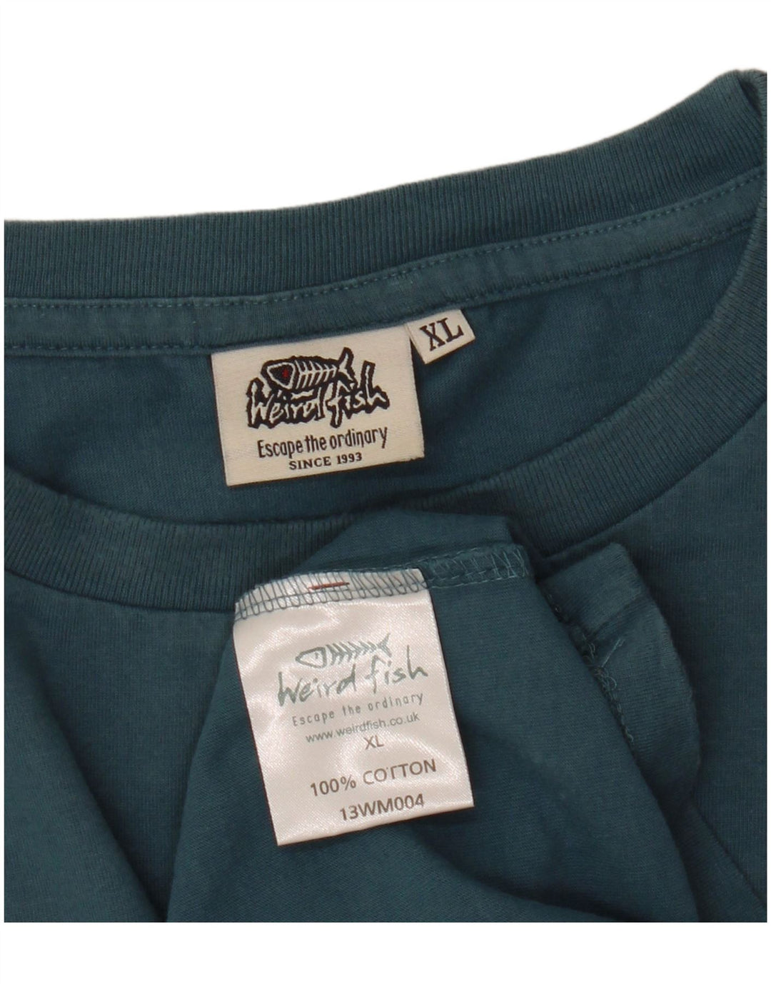 Camiseta gráfica masculina WEIRD FISH Top XL algodão azul
