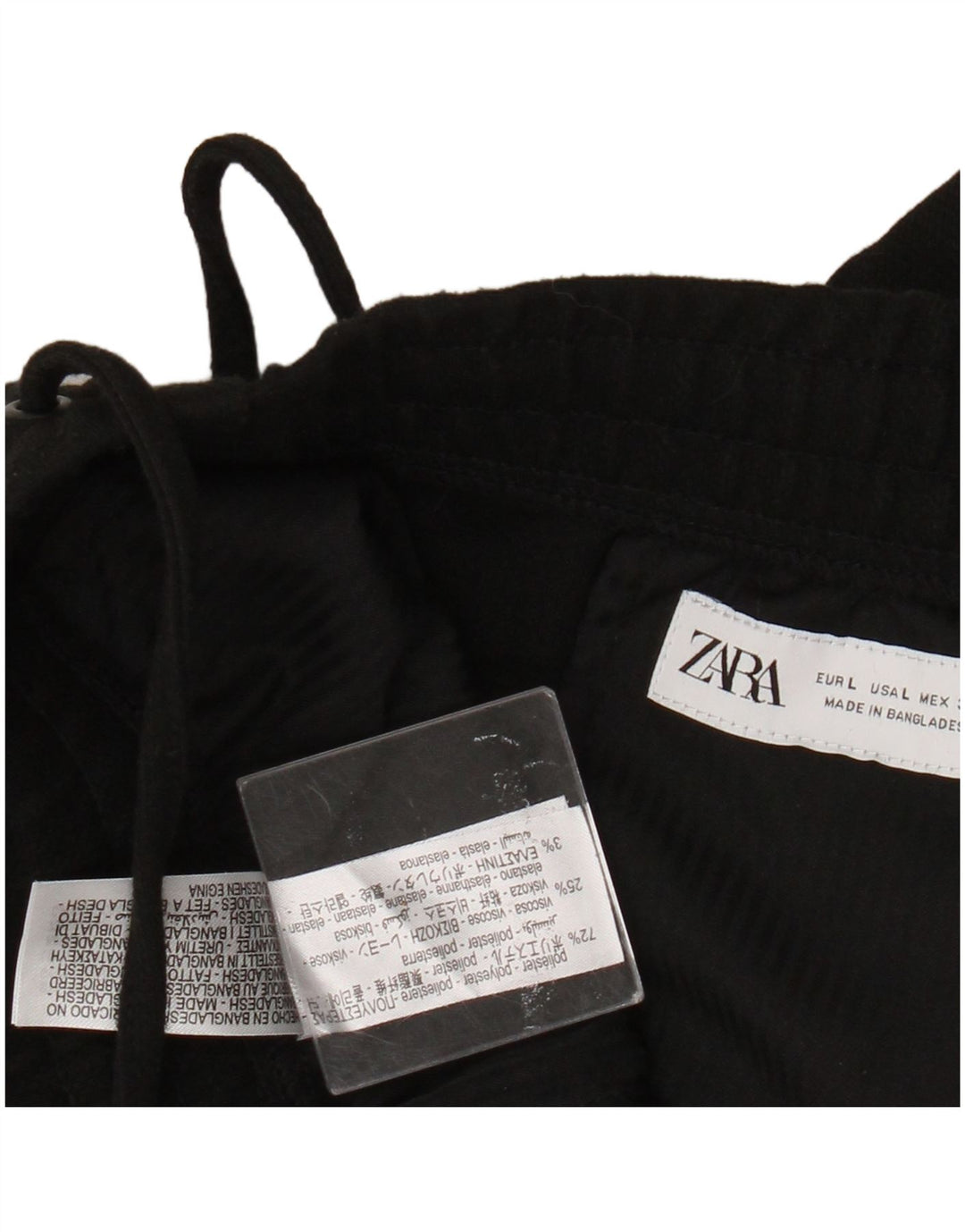Zara Calça feminina casual cônica grande W32 L28 poliéster preto