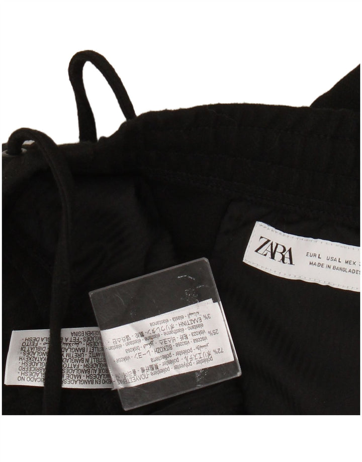 Zara Calça feminina casual cônica grande W32 L28 poliéster preto
