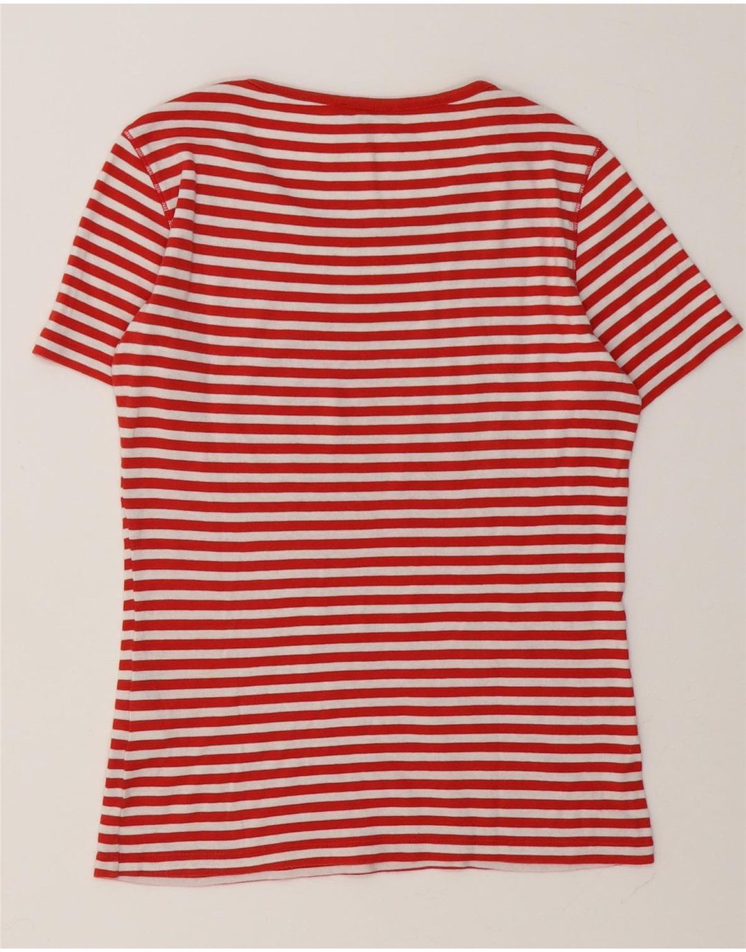 Camiseta feminina gráfica Max & Co. UK 12 algodão listrado vermelho médio