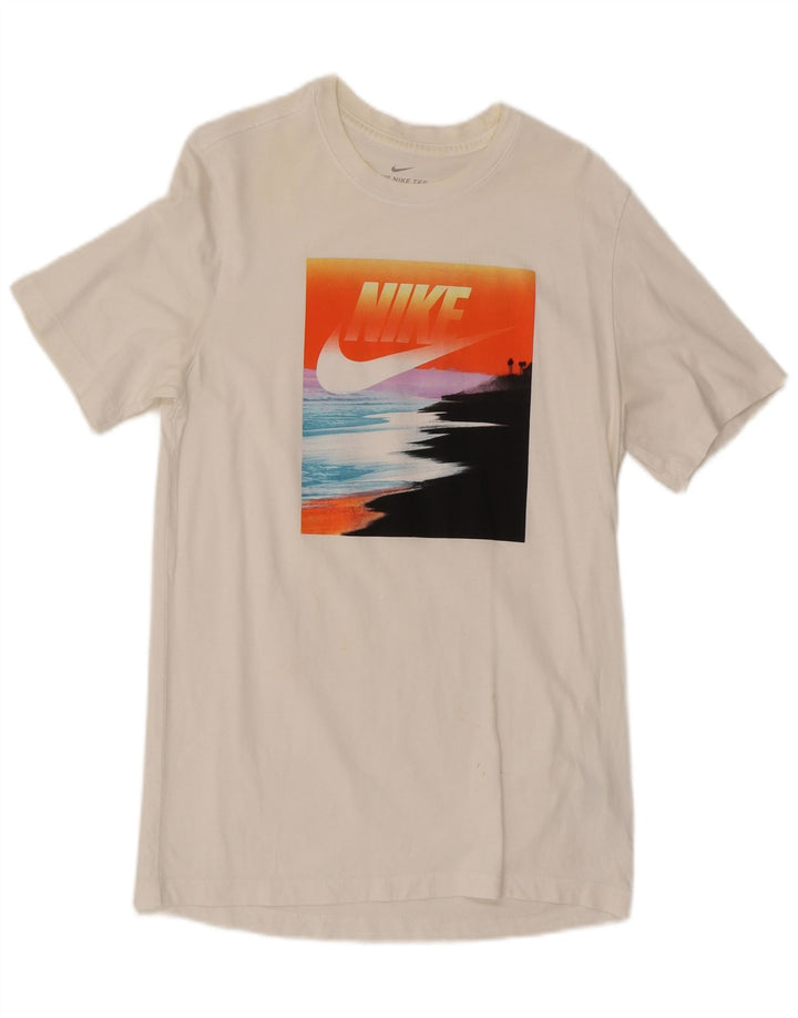 Camiseta gráfica masculina NIKE Top médio off white algodão