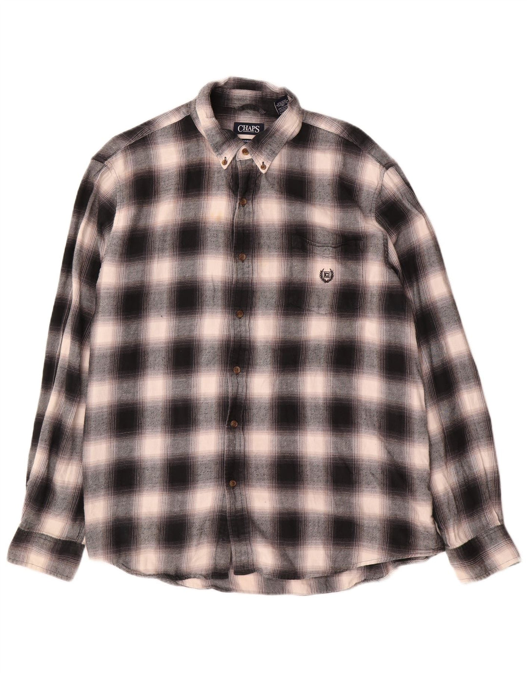 Camisa masculina de flanela Chaps 2XL algodão xadrez cinza