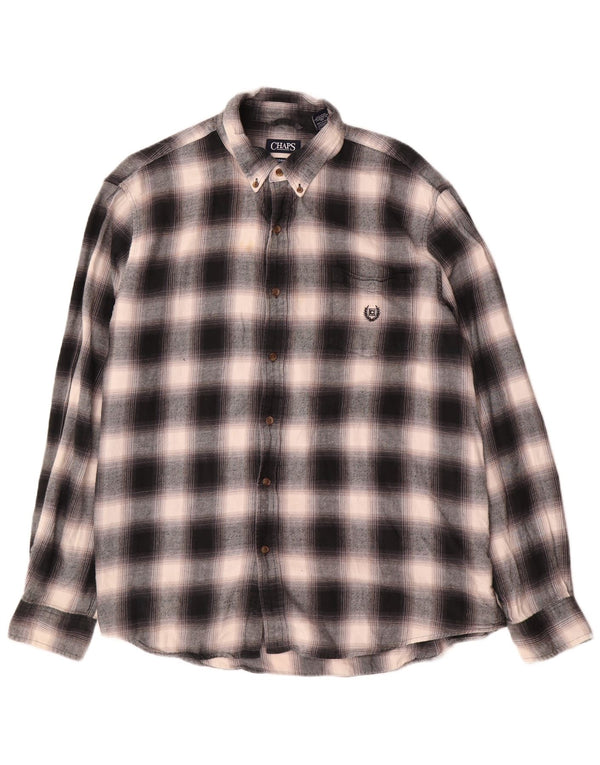Camisa masculina de flanela Chaps 2XL algodão xadrez cinza