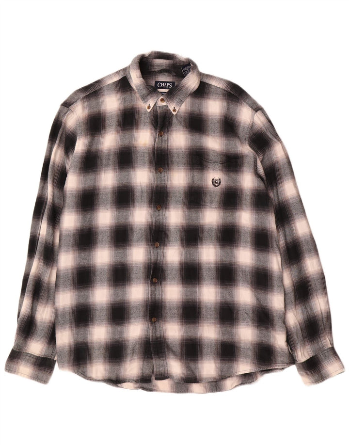 Camisa masculina de flanela Chaps 2XL algodão xadrez cinza