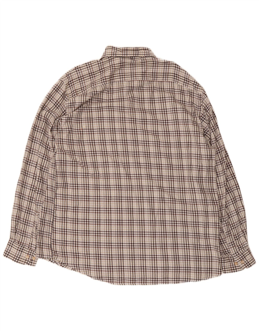 Camisa masculina de ajuste regular do projeto europeu XL marrom xadrez algodão