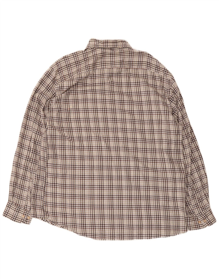 Camisa masculina de ajuste regular do projeto europeu XL marrom xadrez algodão